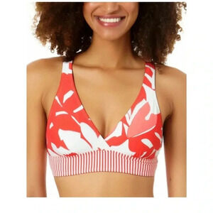Anne Cole Women's Coastal Palm Printed Cross Back Bikini Top Swimsuit XS nwt 003